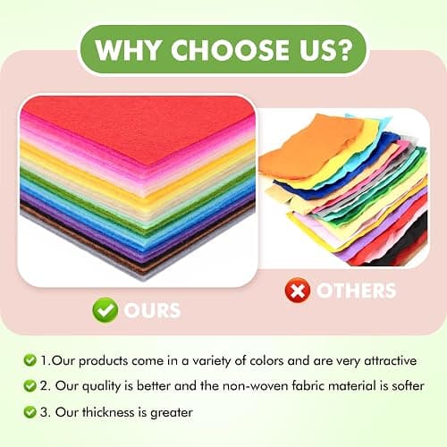 42 pcs Felt Fabric Sheet 4"x4" Assorted Color DIY Craft Squares Nonwoven 1mm Thick thumbnail 3