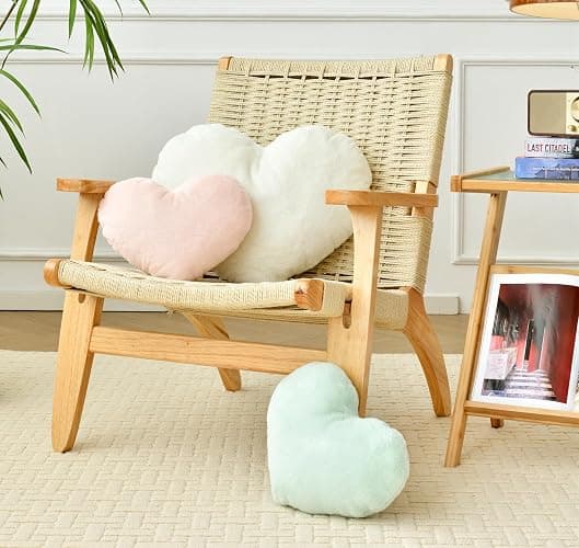 Petrella Throw Pillows Heart Pillow Cute Fuzzy Pillows for Bed Livingroom Home Decor Cushion Decorative Aesthetic Preppy Pillows White,Small 13"x10" thumbnail 5