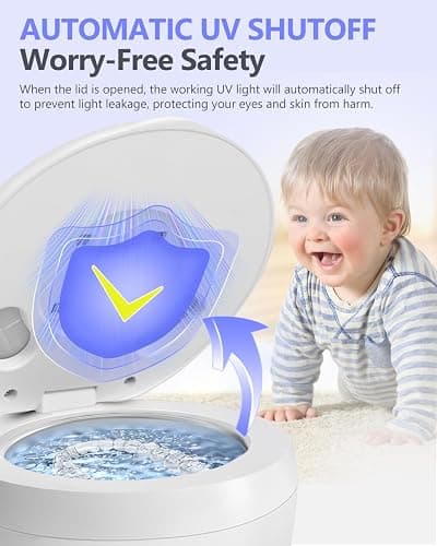 Dental Ultrasonic Retainer Cleaner Machine 45kHz, UV Denture Cleaner with 4 Modes Digital Timer, Portable 200ML UltraSonic Cleaning Pod for Night Mouth Guard, Aligner, Braces, Jewelry and More-White thumbnail 7