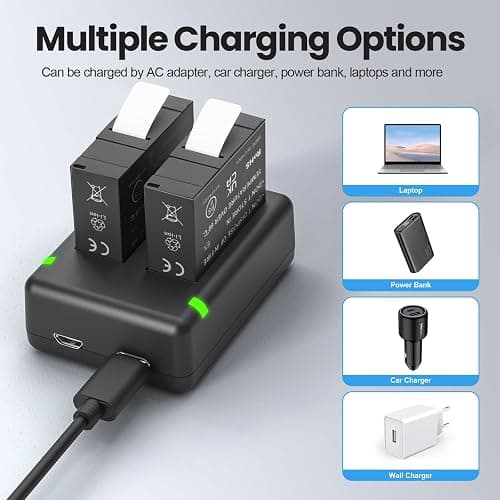 Topwowe 2 Packs 1800mAh Batteries for Insta 360 Action Camera, Compatible with Insta360 Ace Pro 2/Ace Pro/Ace Camera, with Dual Fast Charge Hub thumbnail 5