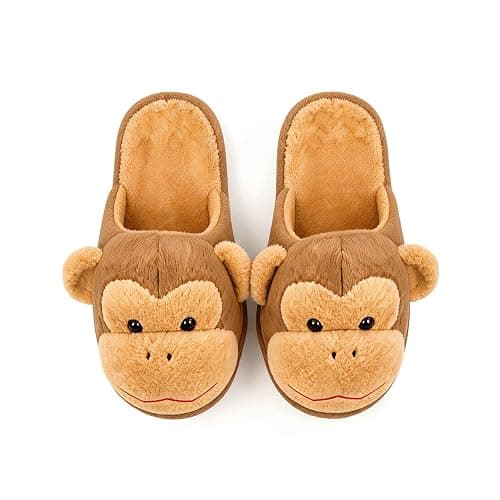 RYLENDOR Monkey Slippers for Women Fuzzy Open Back | Animal, Cartoon, Kawaii, Indoor House Shoes, Warm, Bedroom, Funny, Cozy, Plush, Fluffy, Non Slip, Slip On thumbnail 5