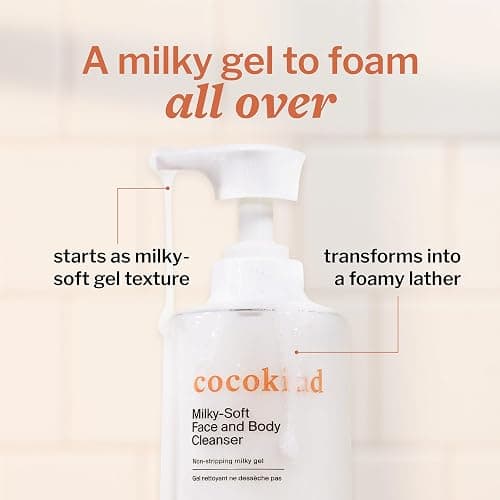 Cocokind Milky Soft Face & Body Cleanser, 13.5 Fl Oz | Hydrating Facial and Body Wash for Sensitive Skin, Gentle Cleanser with Ceramides, Fragrance-Free & Clinically Tested thumbnail 4