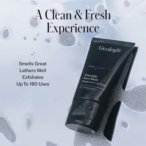 Geologie 2% Salicylic Acid Face Wash Bergamot + Juniper Scent | Facial Cleanser for Men & Women | Acne & Oil Control | Deep Cleansing & BHA Exfoliating Face Wash | 4-Pack thumbnail 5