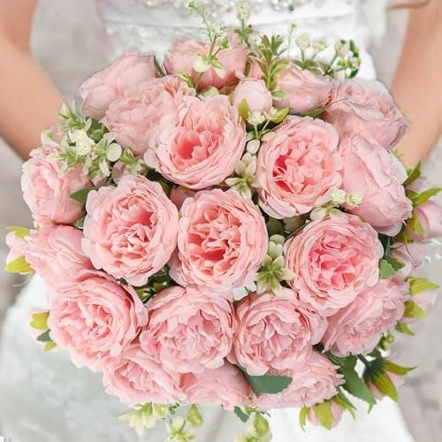 Artificial Peonies Silk Flowers, Pink Faux Peony Bouquet 2 Bundles Florals Arrangements for Farmhouse Home Boho Wedding Table Centerpiece, Fake Plastic Flower Bulk for Vase Decoration (Light Pink) thumbnail 4
