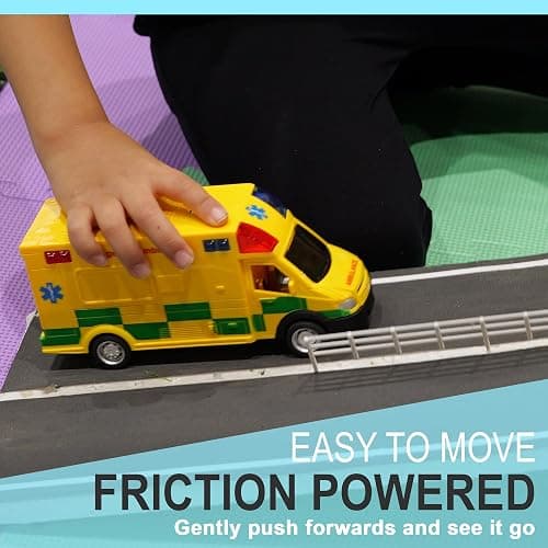 D.A.Y. Republic UK 1:40 Scale Emergency Ambulance Toy With Flashing Lights & Sounds, Friction Powered Play Vehicle, for Boys and Girls thumbnail 5