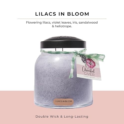 A Cheerful Giver — Lilacs In Bloom - 34oz Papa Scented Candle Jar with Lid - Keepers of the Light - 155 Hours of Burn Time, Gift Candle, Violet thumbnail 3