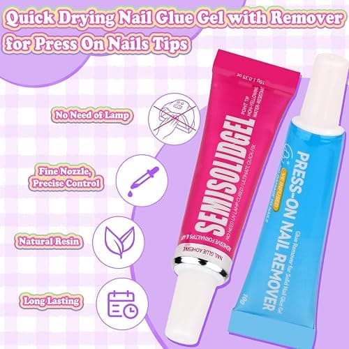 144 Pcs Press on Nails for Kids, Girls Fake Nails with Glue Kit, Cute Nails Tips with Jelly Nail Adhesive Teen Stick ons Acrylic Nails Gift Set for Girls 8-12 thumbnail 4