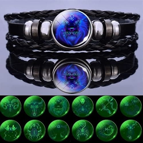 Zodiac Signs Spirit Bracelet Zodiac Bracelet for Women Men Adjustable 12 Constellation Bracelet Multilayer Zodiac Black Leather Bracelets Zodiac Sign Wrap Bracelet for Women Men Birthday Jewelry thumbnail 8
