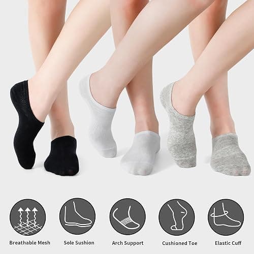 Loucey 18 Packs No Show Socks Invisible Socks Men Women Cushioned Low Cut Ankle Sock for Running Gym Hiking (9 Pairs) thumbnail 2