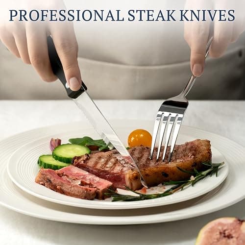 Astercook Silverware Set with Steak Knives 24-Piece Flatware Set for 4 Food-Grade Stainless Steel Cutlery Set Mirror Polished Utensils Set Include Spoons and Forks for Home Kitchen Restaurant thumbnail 5