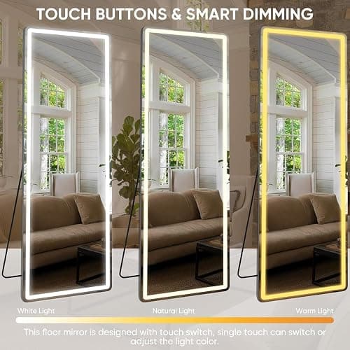Antok 71" x 28" LED Full Length Mirror, Lighted Floor Standing LED Mirror Full Length,Hanging Mirrors with Stand Free Standing Floor Mirrors for Bedroom (Rect) thumbnail 4