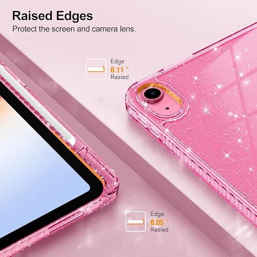 Fintie Slim Case for iPad (A16) 11th Generation 11 Inch (2025), iPad 10th Generation 10.9 Inch (2022) - Glittering Sparkly Shockproof Cover with Shiny Clear Back Shell & Pencil Holder, Pink thumbnail 7