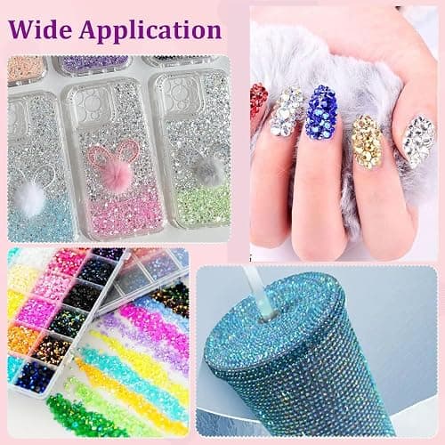 22000pcs Resin Rhinestones for Crafting, 28 Multicolor Mixed 3mm SS10 Non-Hotfix Gem Beads, Jelly AB Gems Stones, Multicolor Jewels Gems for Bedazzling Kit with B7000 for Nail DIY Crafting thumbnail 7