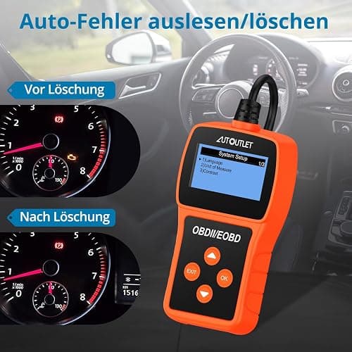 AUTOUTLET OBD2 Diagnosegerät, Auto OBD2 Scanner Codeleser OBD2 EOBD Motor Fehlercodeleser Scanner mit DTC-Definition, 10 Sprachen, Spannungserkennung und -überwachung, KFZ-Fehlercode-Lesegerät thumbnail 6