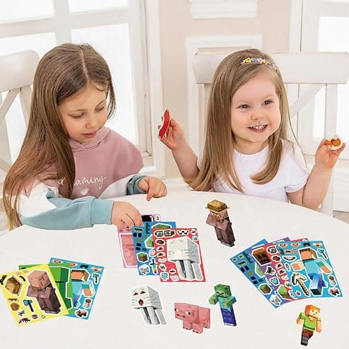 24 Sheets Cartoon Stickers, Mixed & Matched with 8 Designed Characters(3 of Each) Stickers, Cute Pixel Party Favors thumbnail 6
