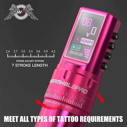 WORMHOLE PRO 7 Adjustable Strokes Tattoo Gun VIRGO Wireless Tattoo Machine with Coreless Motor 1,800 mAh Capacity Replacement Power Supply Digital LED Display Tattoo Pen for Artists CHKP15-A thumbnail 5