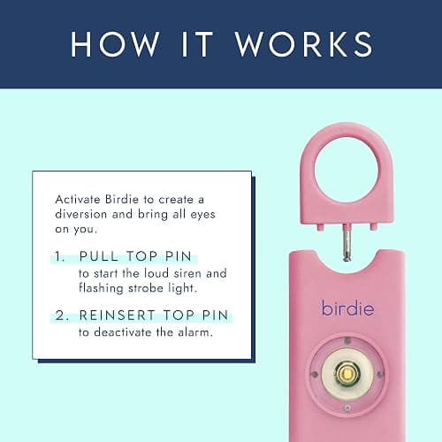 She’s Birdie–The Original Personal Safety Alarm for Women by Women–Loud Siren, Strobe Light and Key Chain in a Variety of Colors (Blossom) thumbnail 3
