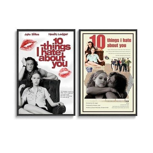 (Set of 2) 10 Things I Hate About You Poster 12x18inch(30x45cm) Vintage Movie Canvas for Bedroom Posters for Room Aesthetic Wall Art Decor Posters & Prints Posters Sty - Image 1