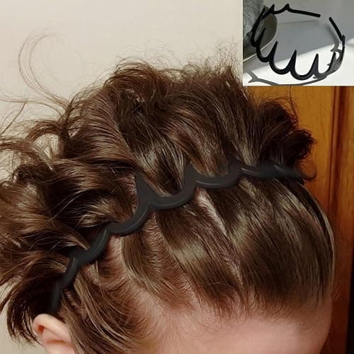 ULTIMUTE 8 PCS Fashion No Slip Effortless Plastic Headbands with Teeth Comb Black Skinny Hair Accessories Bands for Women Men Teen Girls, Matte Black thumbnail 4