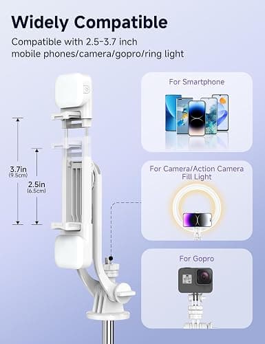 Selfie Stick Tripod with 2 Light, 3 Light Modes & 6 Brightness Levels Extendable Phone Tripod with Detachable Remote & Phone Holder, Portable Camera Tripod Compatible with iphone16 15 14 13/Android thumbnail 5