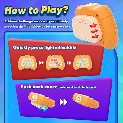 Byserten Handheld Game for Kids 6-12 with Lights and Sounds, Sensory Fidget Toys for Kids 8-12, Birthday Gifts for 6 7 8 9 Year Old Girls & Boys & Teens -Orange thumbnail 7
