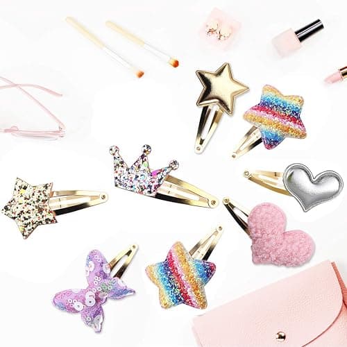 8 Pairs/16 Pack Hair Clips for Girls, Gingbiss Butterfly Metal Snap Hair Clips, Cute Girls Barrettes Heart Shaped Hair Clips Accessories for Kids thumbnail 5