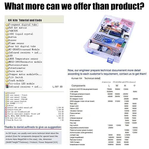 Kuman Arduino-Compatible R3 Board Starter Kit with Sensors, Breadboard, Jumper Wires, Motors, LCD, Tutorial for Beginners to Learn Robotics Coding and Electronics Projects thumbnail 7