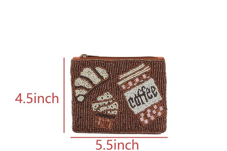 Coffee Beaded Coin Purse thumbnail 2