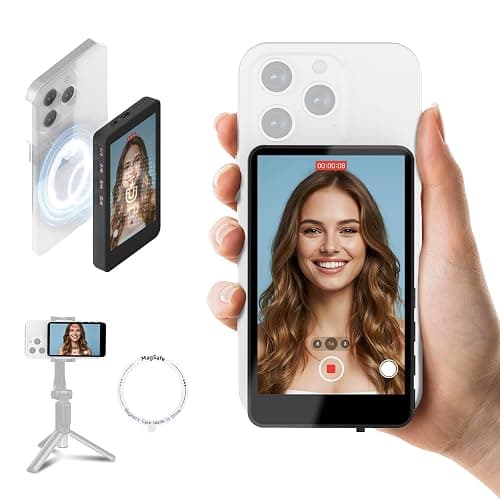 SYNCO XView Handy Selfie Monitor, Magnetischer Smartphone Vlog Bildschirm für iPhone & Android Rückkamera Kabellos 50M 3H Akku, mit Lautsprecher für TikTok YouTube Livestream (Schwarz) - Image 1
