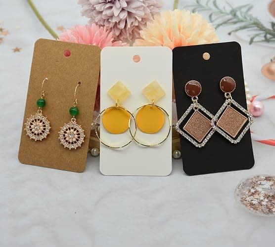 Twavang Earring Display Cards with 100Pcs Earring Holder Cards, 100 Pairs Clear Earring Backs and 100Pcs Self Adhesive Bags for Earrings Jewelry Display (Brown, 3.5" x 2") thumbnail 7