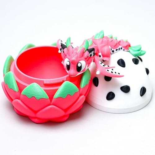 LUYUCUBE Colourful 3D Printed Dragon Egg,Little Dragon Inside Egg,Flexible Realistic Articulated Animal Fidget Toys,Mystery Figurines Gifts,Executive Desk Décor and Festival Collectible (Pitaya) thumbnail 8