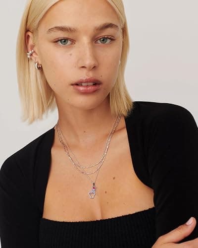 TOLOWOBK BTS Kpop Gifts for Women Girls, Silver Finger Heart Charm Necklace BTS Merchandise Gift for K pop Fan Jewellery Concert Valentines Birthday Gifts for Girlfriend Mum Daughter Sister Wife thumbnail 3