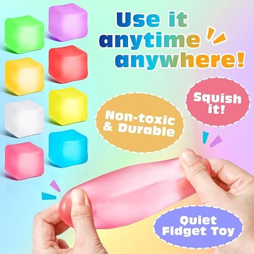 VISCOO 8 Pack Stress Cube, Slow Rising Ice Cube Squishy, Stress Balls for Adults Kids Party Favors/ Classroom Prizes, Sensory Fidget Toy for Anxiety Relief thumbnail 2