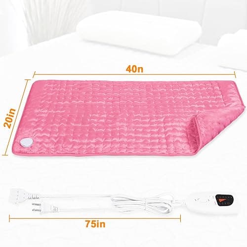 Heating Pad,Electric Heating Pads,Heating Pad for Back,Pink,40x20 Inch | Heating Pads for Shoulder,Neck,Abdomen,Knee,Arms,Legs,Heat Pad for Birthday Father Mother Gift Women Men,6 Heat Settings thumbnail 5