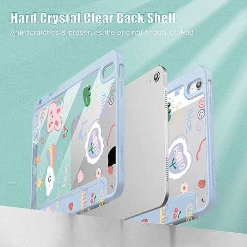 May Chen for iPad (A16) 11th Generation Case 11 Inch 2025, iPad 10th Gen Case 2022 10.9 inch, Built-in Pencil Holder with Shockproof Clear Transparent Back Shell Auto Wake/Sleep, Cartoon Stick Figure thumbnail 4