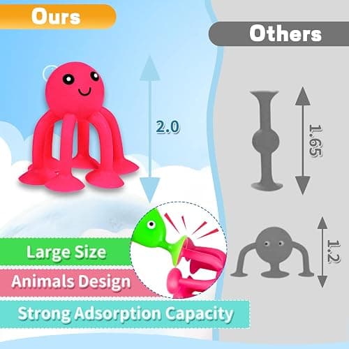 Suction Bath Toys for Kids, 18 Pcs Silicone Ocean Animal Suction Cup Toys with Eggshell & Bag, No Hole Mold Free Bath Toy, Sensory Window Building Toys for Toddlers Boys Girls 3 4 5 6 Year Old thumbnail 2