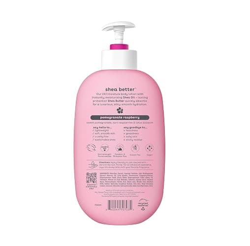 eos Shea Better Body Lotion Pomegranate Raspberry, 24-Hour Moisture Skin Care, Lightweight & Non-Greasy, Natural Shea, Vegan, 16 fl oz thumbnail 7
