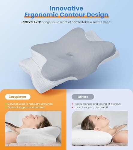 Ultra Pain Relief Cooling Pillow for Neck Support, Adjustable Cervical Pillow Cozy Sleeping, Odorless Ergonomic Contour Memory Foam Pillows, Orthopedic Bed Pillow for Side Back Stomach Sleeper thumbnail 2