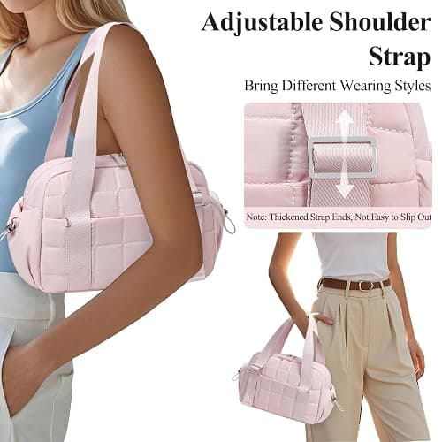 CAMTOP Mini Gym Bag for Women, Small Gym Tote Bag Puffy Quilted Sports Duffel Bag with Wet Compartment and Coin Purse Duffel Bags Dance Yoga Workout Bag for Gifts thumbnail 6