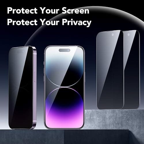ESR 3 Pack for iPhone 14 Pro Privacy Screen Protector, Anti-spy Tempered-Glass Privacy Screen Protector, Micro-curved Edges, Case Friendly thumbnail 2