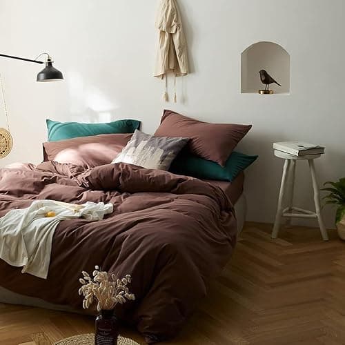CoutureBridal Duvet Cover Set Queen Size Brown Duvet Cover Solid Mocha Coffee Color Bedding Duvet Cover 3 Pieces Minimalist Soft Microfiber Comforter Cover with Zipper Ties Gift for Men Women thumbnail 3