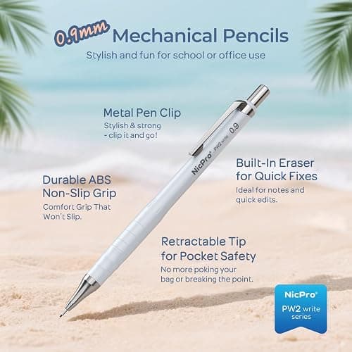 Nicpro Cute Mechanical Pencil Set, 4PCS 0.9mm Pastel Drafting Pencils with 4 Tube HB Lead Refills, 4B Erasers, Rotary Retractable Eraser and Eraser Refill for Writing Sketching Back to School Supplies thumbnail 2