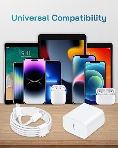 CXX Fast Charger for iPhone [3-Pack, MFi Certified], 20W USB-C PD Block with 6Ft Charging Cable Compatible with iPhone 14/13/12/11/Pro Max & iPad thumbnail 7
