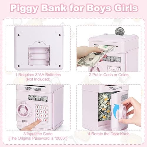 Refasy Piggy Bank Cash Coin Can ATM Bank Electronic Coin Money Bank for Kids Age 3-12, Money Savings Box Mini ATM Coin Bank Toys Gifts for 3 4 5 6 7 8 9 10 11 12 Year Old Boys Girls thumbnail 4