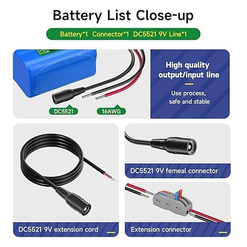 Mspalocell 12V Rechargeable Lithium battery 5600 mAh with Charger Bare Leads Wire Compatible with 12V Devices RC Car,LED Strip,DIY Project,Electronic Organ,Optical Network Unit,CCTV Camera,Solar Panel - 5600 mAh thumbnail 2