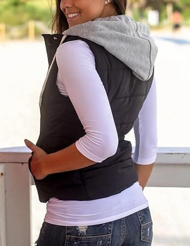 Yeokou Women's Slim Sleeveless Quilted Removable Hooded Winter Puffer Vest Coat thumbnail 6