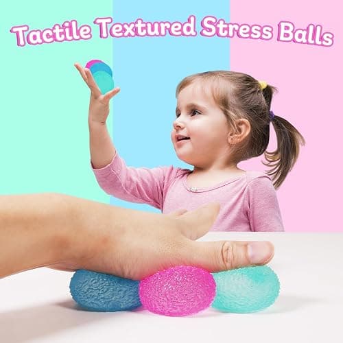 3pcs 1.45 Textured Stress Balls - Silky Soft Memory Gel - Squeeze Balls Fidget Balls for Anxiety Stress Relief Warm Series - Squishy Fidget Toy for Kids and Adults - Pack of 3 thumbnail 3