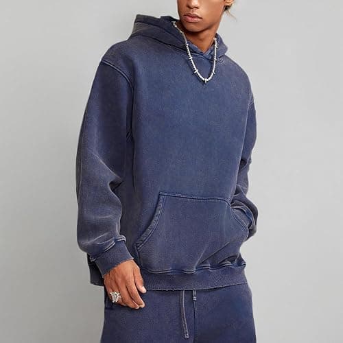FAIABLE Mens Hoodies Oversized Unisex Acid Wash Hoodie Heavyweight Fleece Vintage Cotton Sweatshirt Men Women Streetwear thumbnail 6