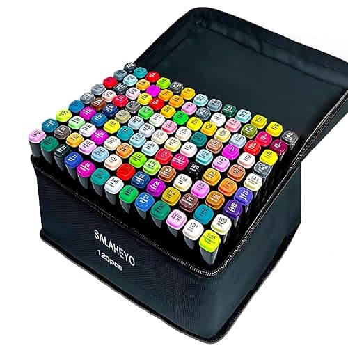 SALAHEYO 120 Colors Alcohol Markers with Base Art Drawing Markers Set for Adults Painting,Coloring,Sketching, Comics, Illustration- Refillable - Image 1