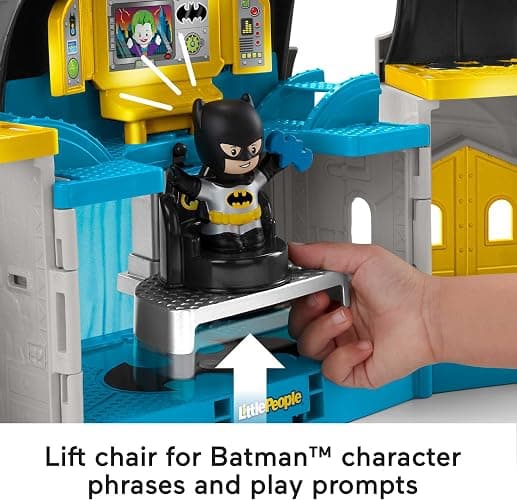 Fisher-Price Little People DC Super Friends Toddler Toy Deluxe Batcave Playset with Batman Figure for Pretend Play Ages 18+ Months thumbnail 5